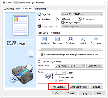 Canon : PIXMA Manuals : TS3100 Series : Changing The Print Options